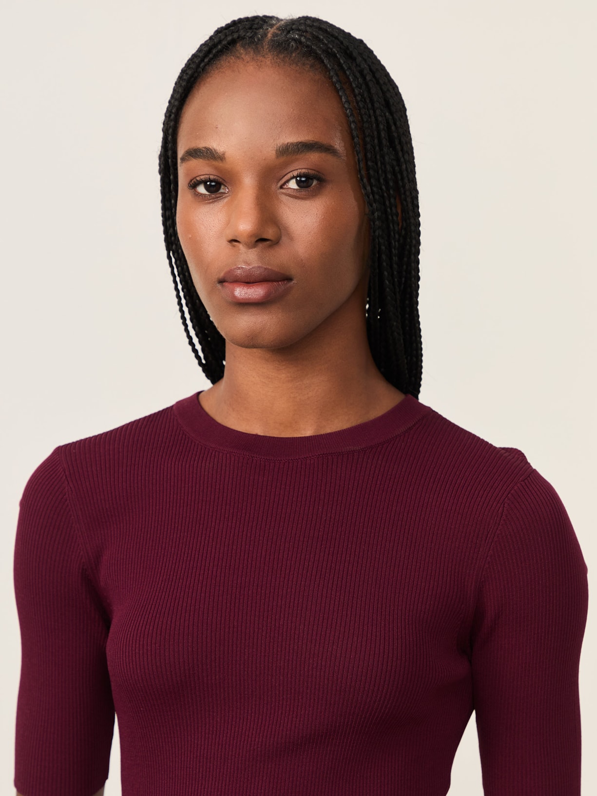 Camiseta Feminina De Tricot Canelado Básica Roxo Animale