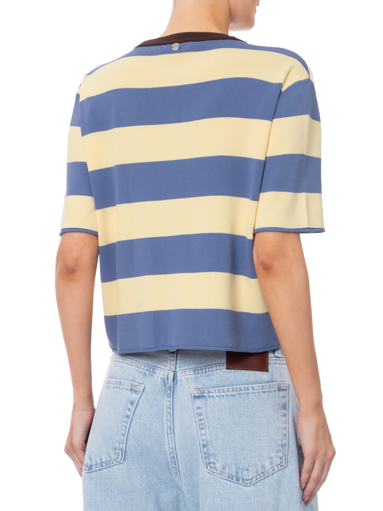 Camiseta Feminina De Tricot Listrada Azul Animale Jeans