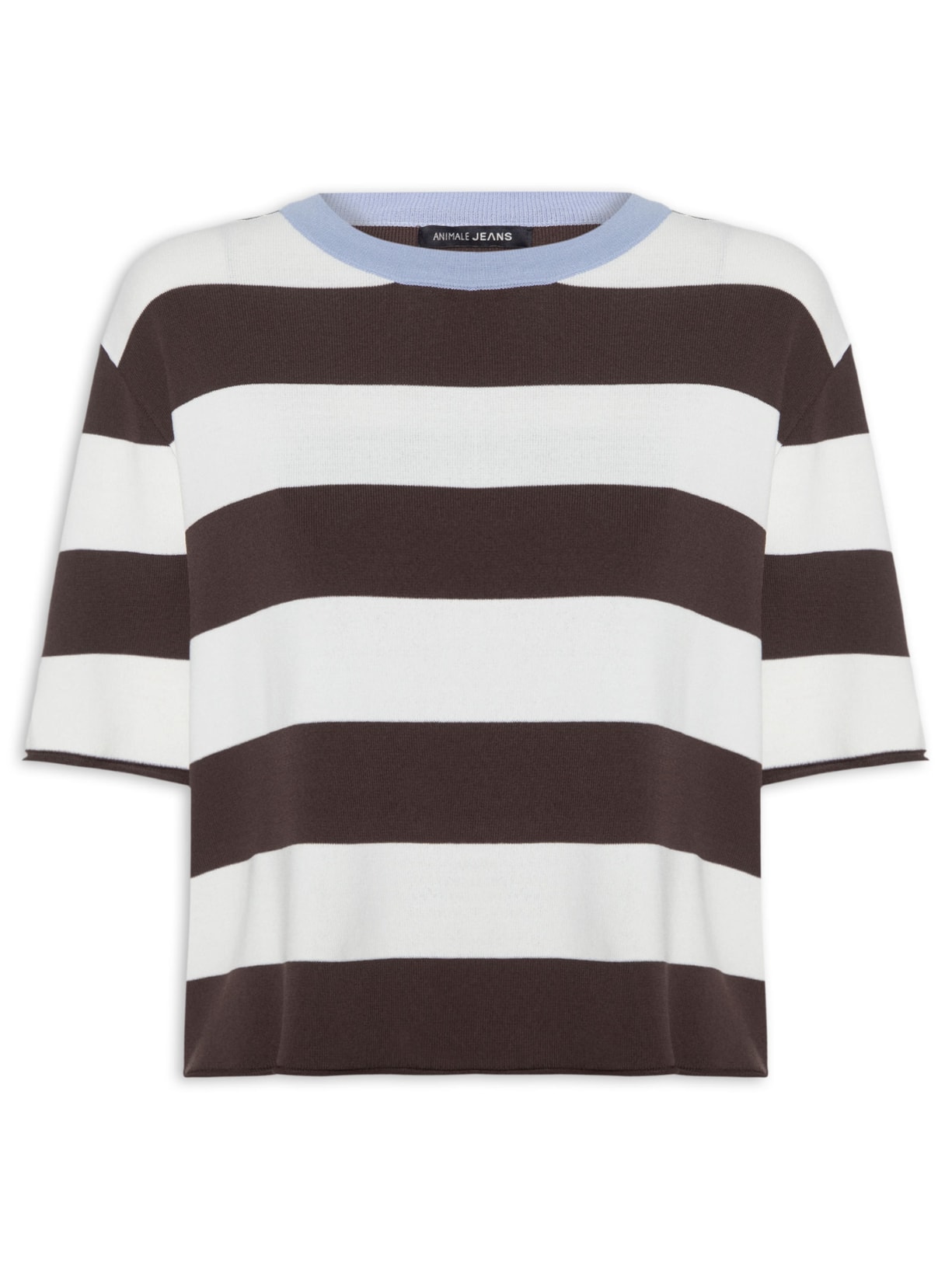 Camiseta Feminina De Tricot Listrada Marrom Animale Jeans