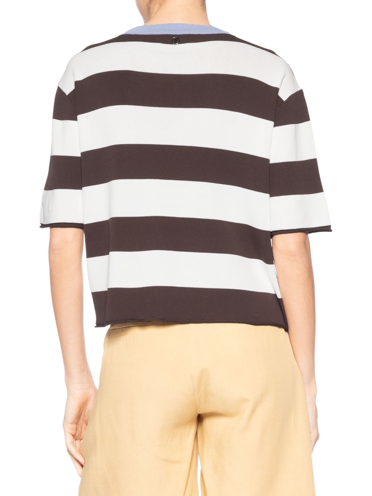 Camiseta Feminina De Tricot Listrada Marrom Animale Jeans
