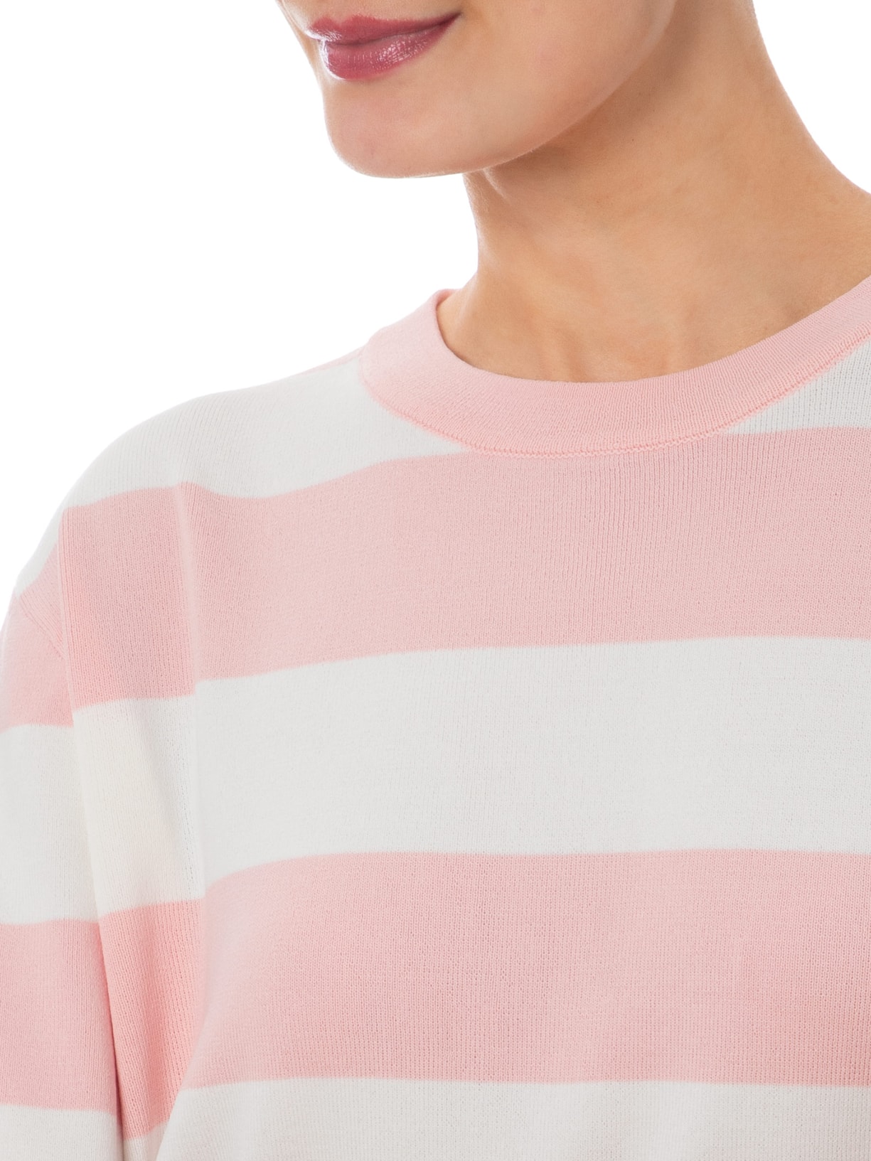 Camiseta Feminina de Tricot Listrada Rosa Animale Jeans