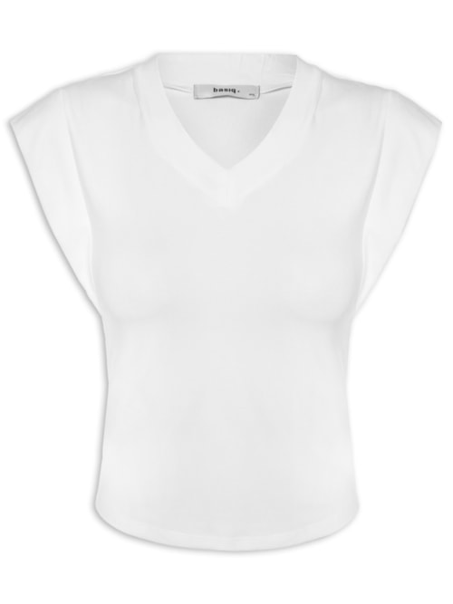 Camiseta Feminina Decote Em V - Branco