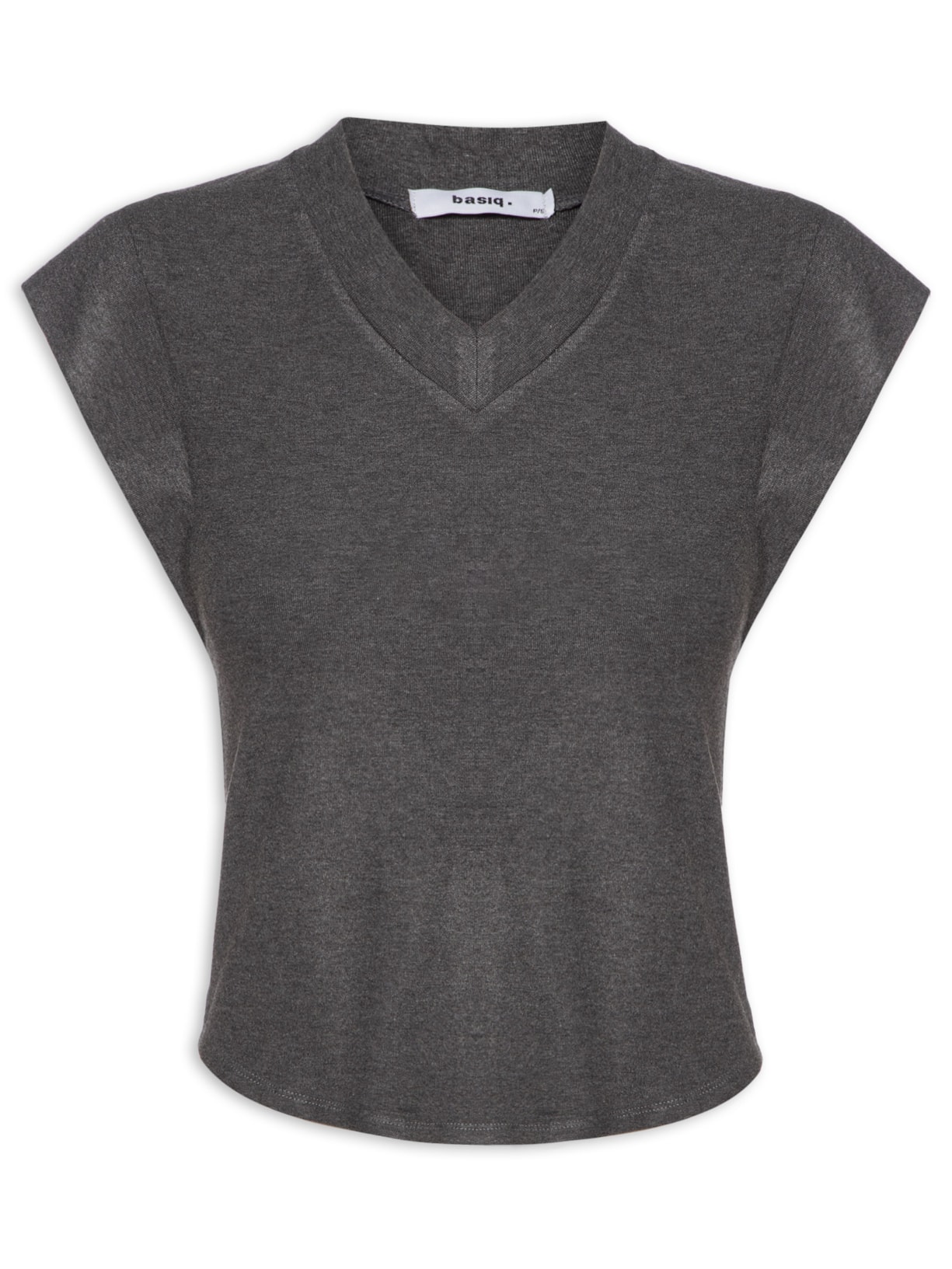 Camiseta Feminina Decote Em V - Cinza