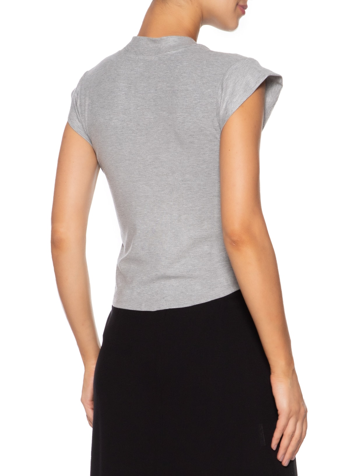 Camiseta Feminina Decote Em V Cinza Basiq