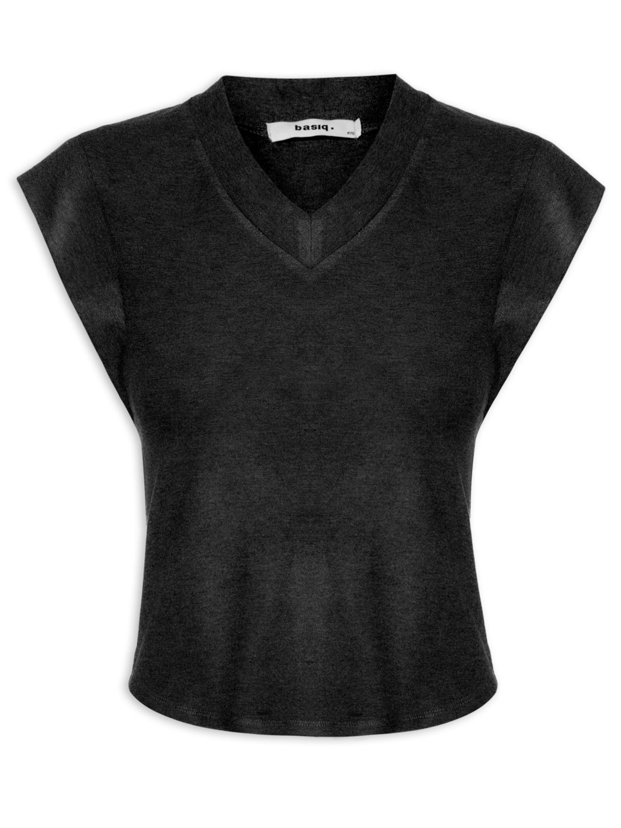 Camiseta Feminina Decote Em V - Preto