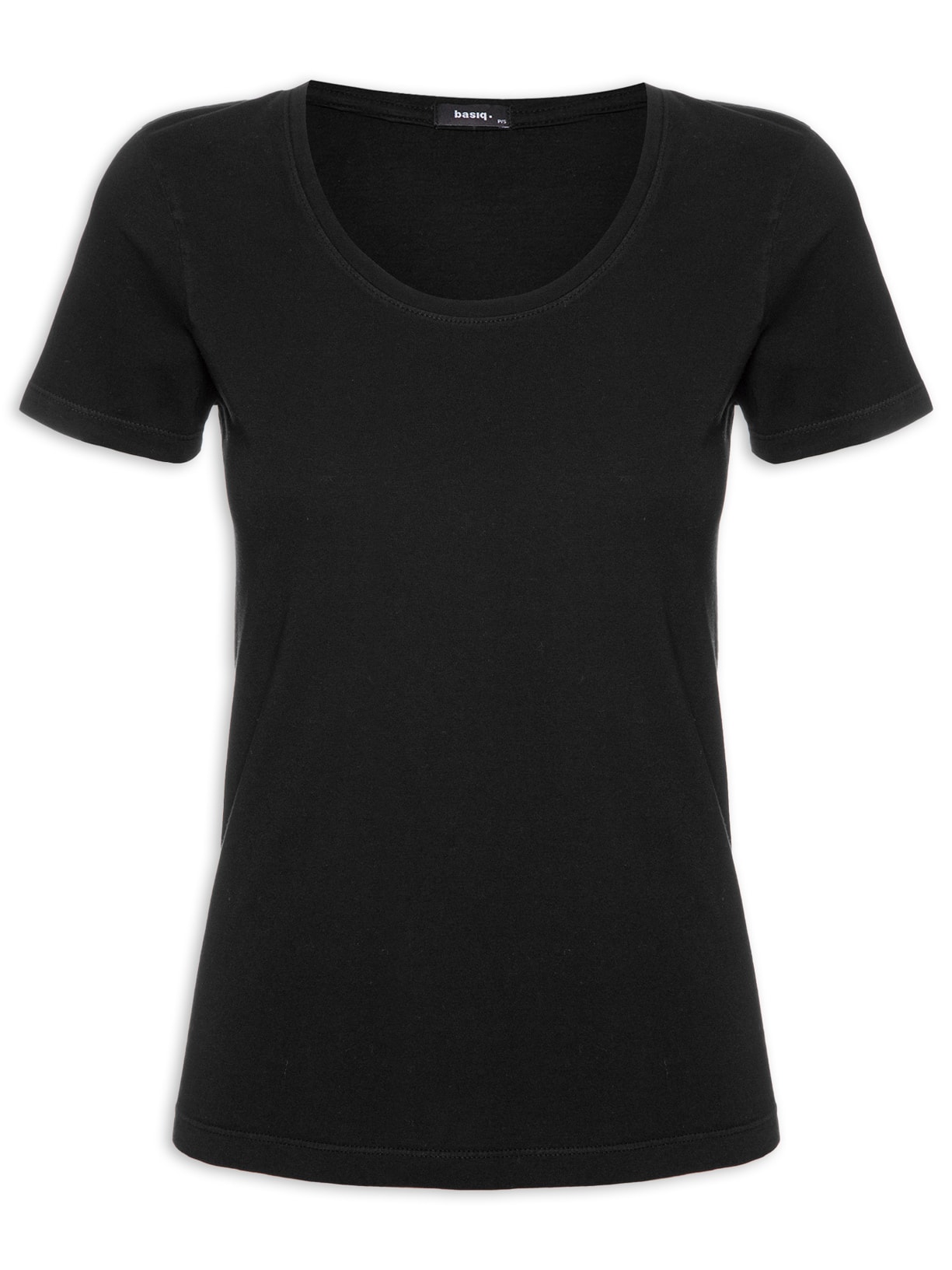 Camiseta Feminina Decote Redondo Básica - Preto