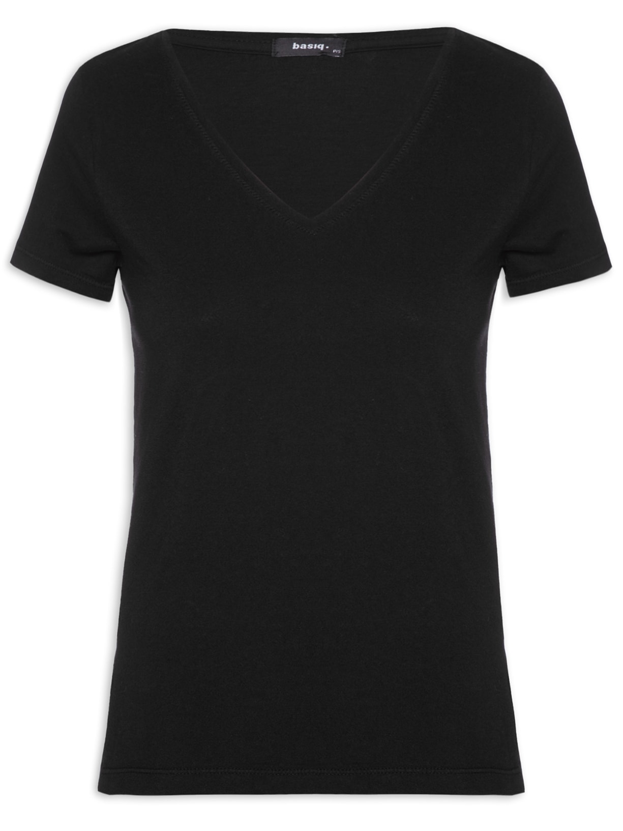 Camiseta Feminina Decote V Básica - Preto