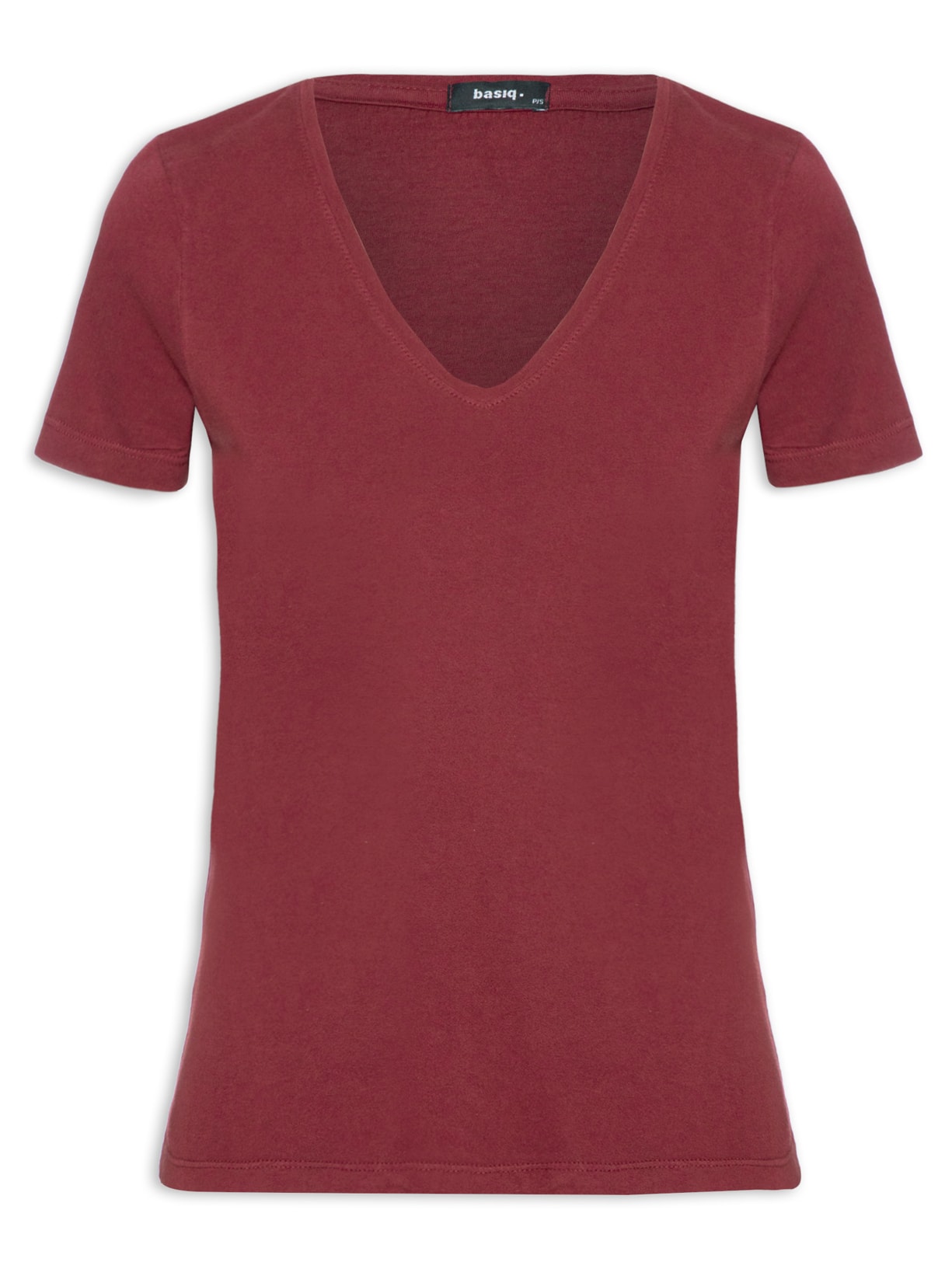 Camiseta Feminina Decote V Básica - Vermelho