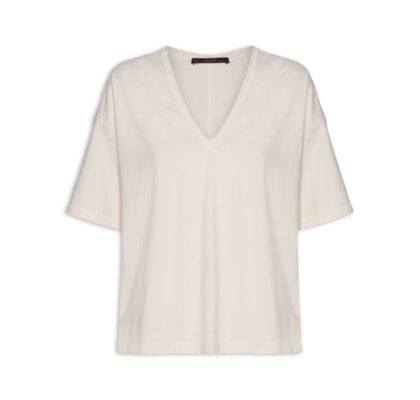 Camiseta Feminina Decote V Cobertura - Branco