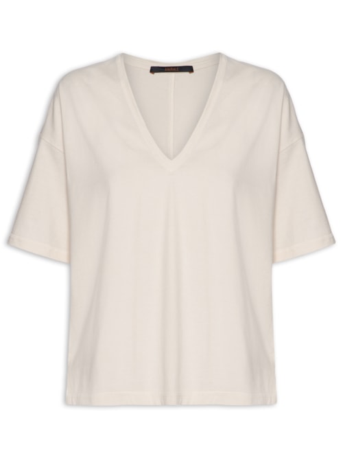 Camiseta Feminina Decote V Cobertura - Branco