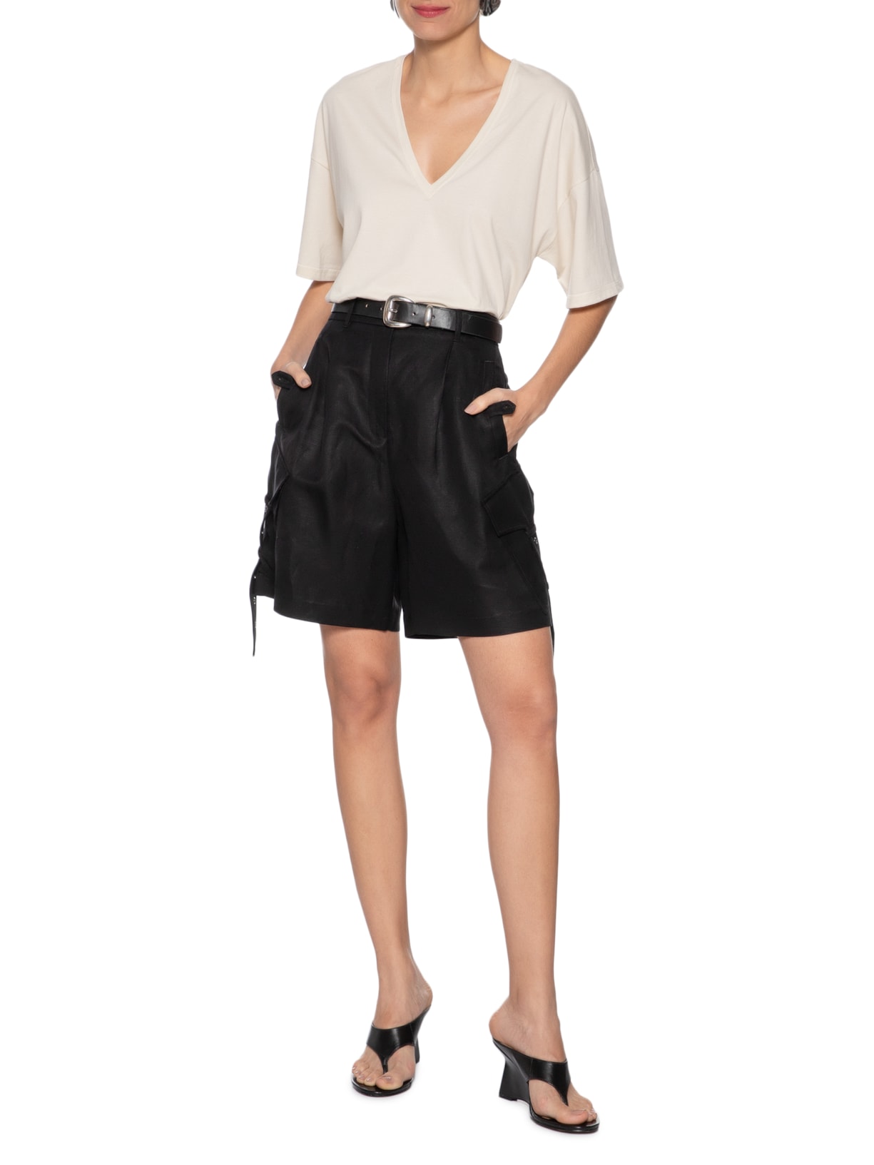 Camiseta Feminina Decote V Cobertura Branco Animale