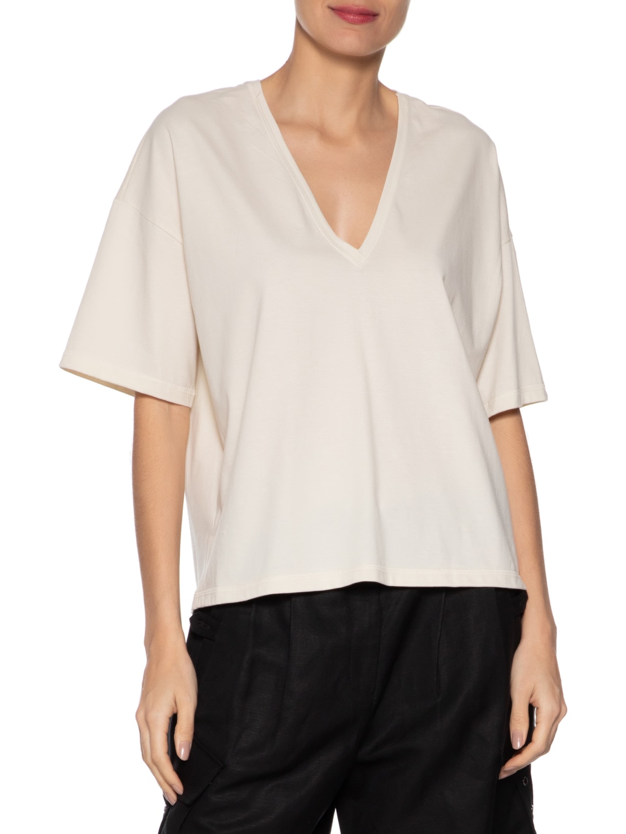 Camiseta Feminina Decote V Cobertura Branco Animale