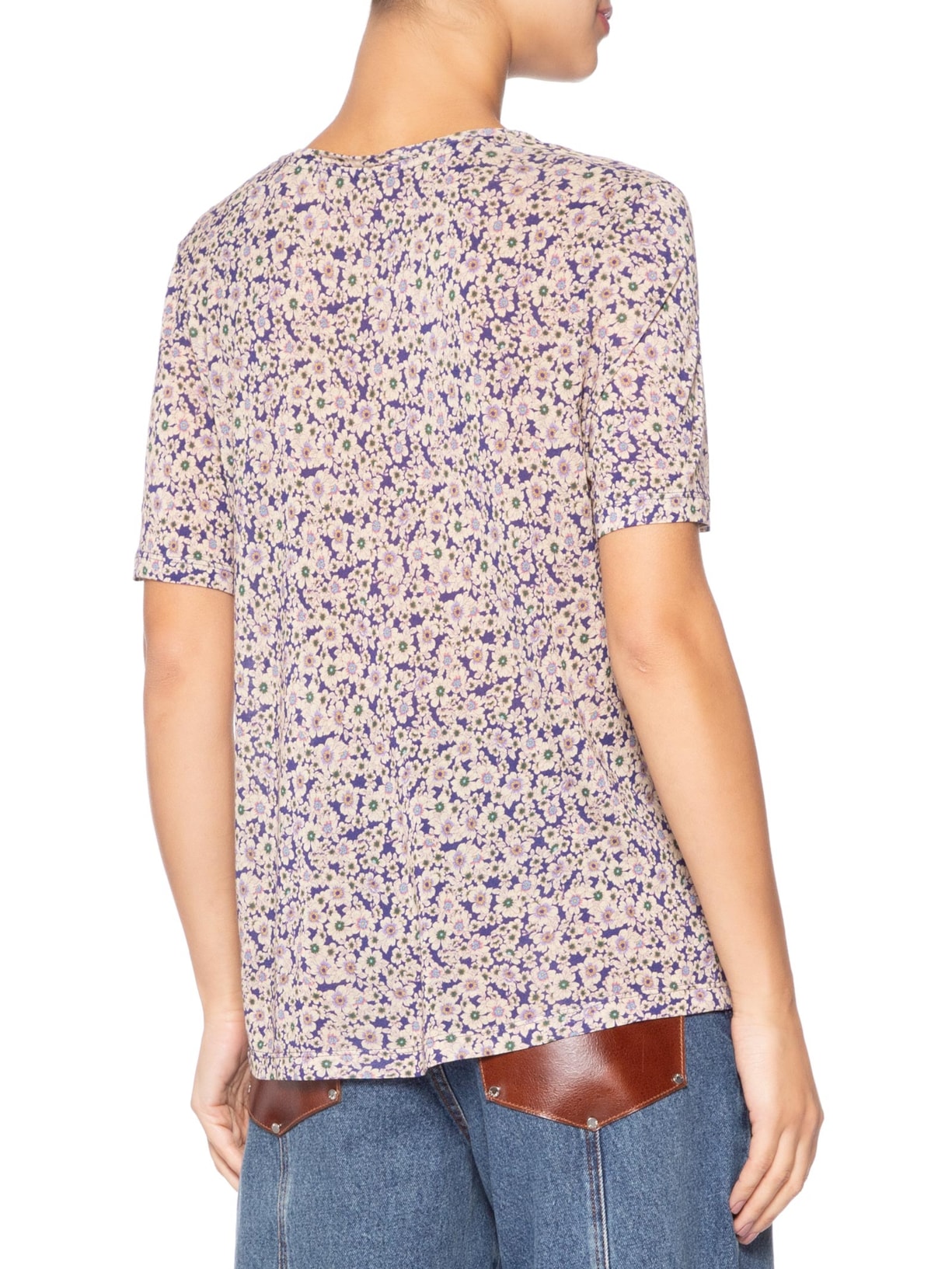 Camiseta Feminina Decote V Manga Curta Azul Animale