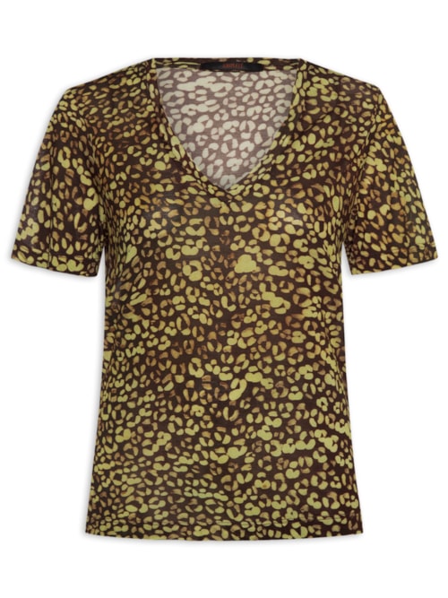 Camiseta Feminina Decote V Manga Curta Croco Tina - Verde