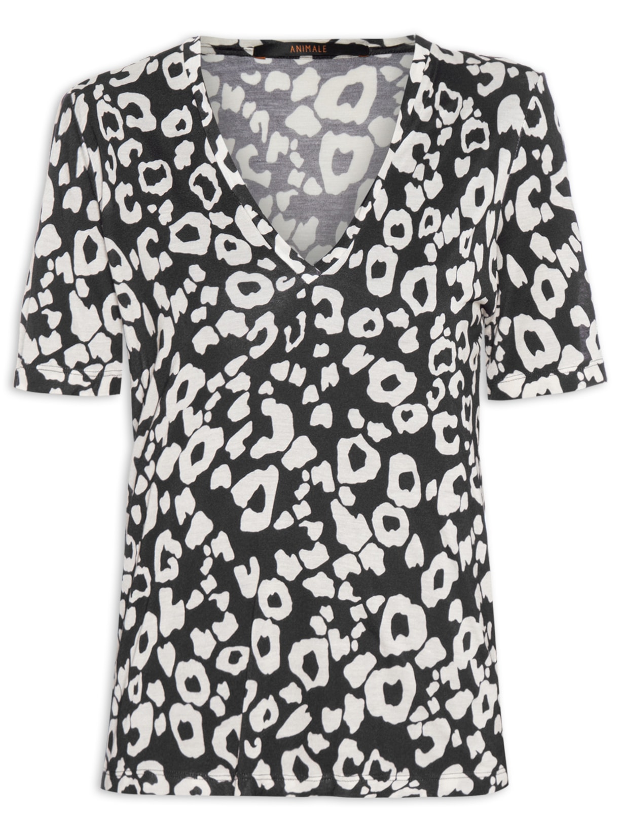 Camiseta Feminina Decote V Manga Curta Onça Cronos - Preto