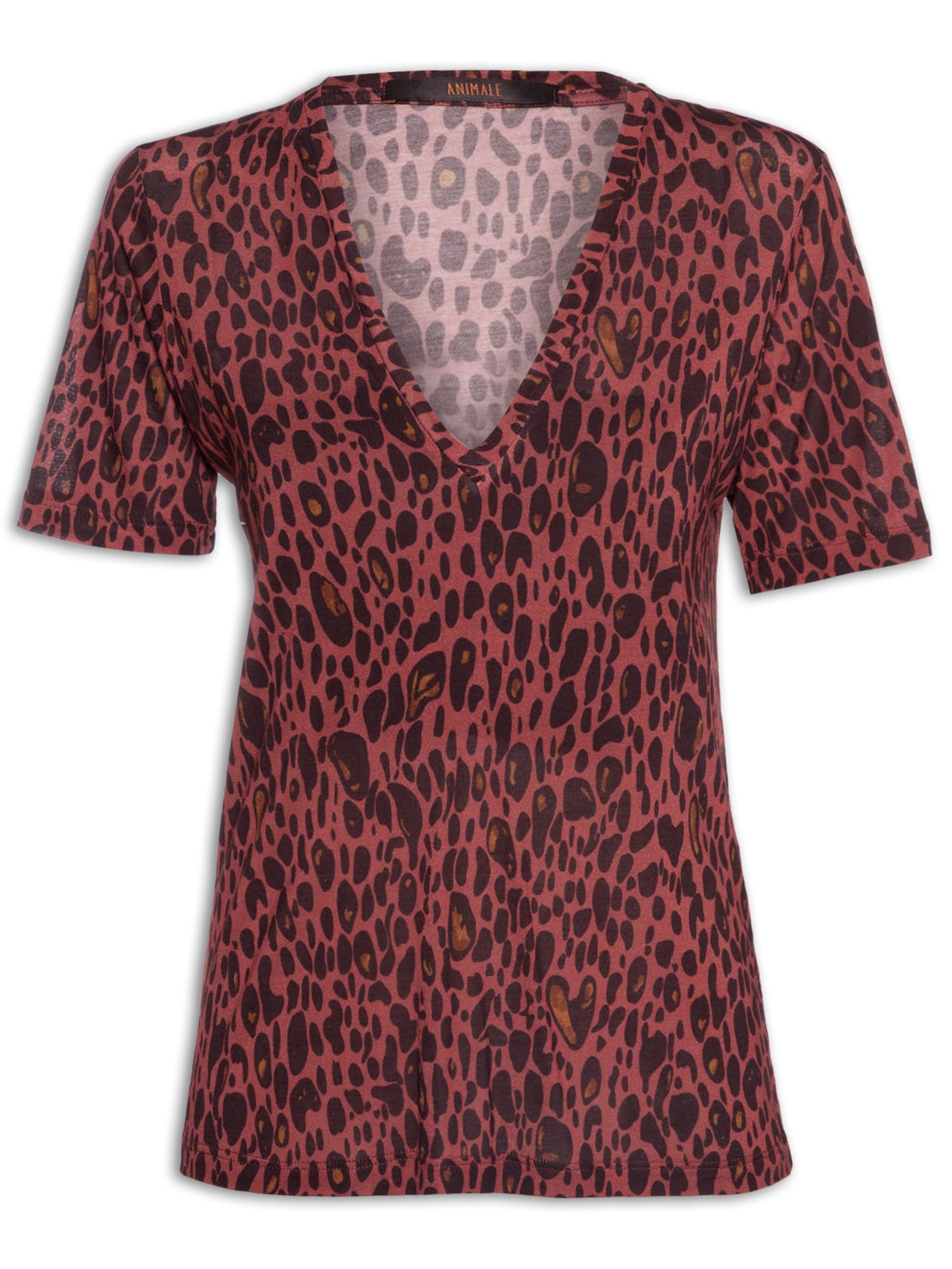 Camiseta Feminina Decote V Manga Curta Onça Elixir Co - Animal Print