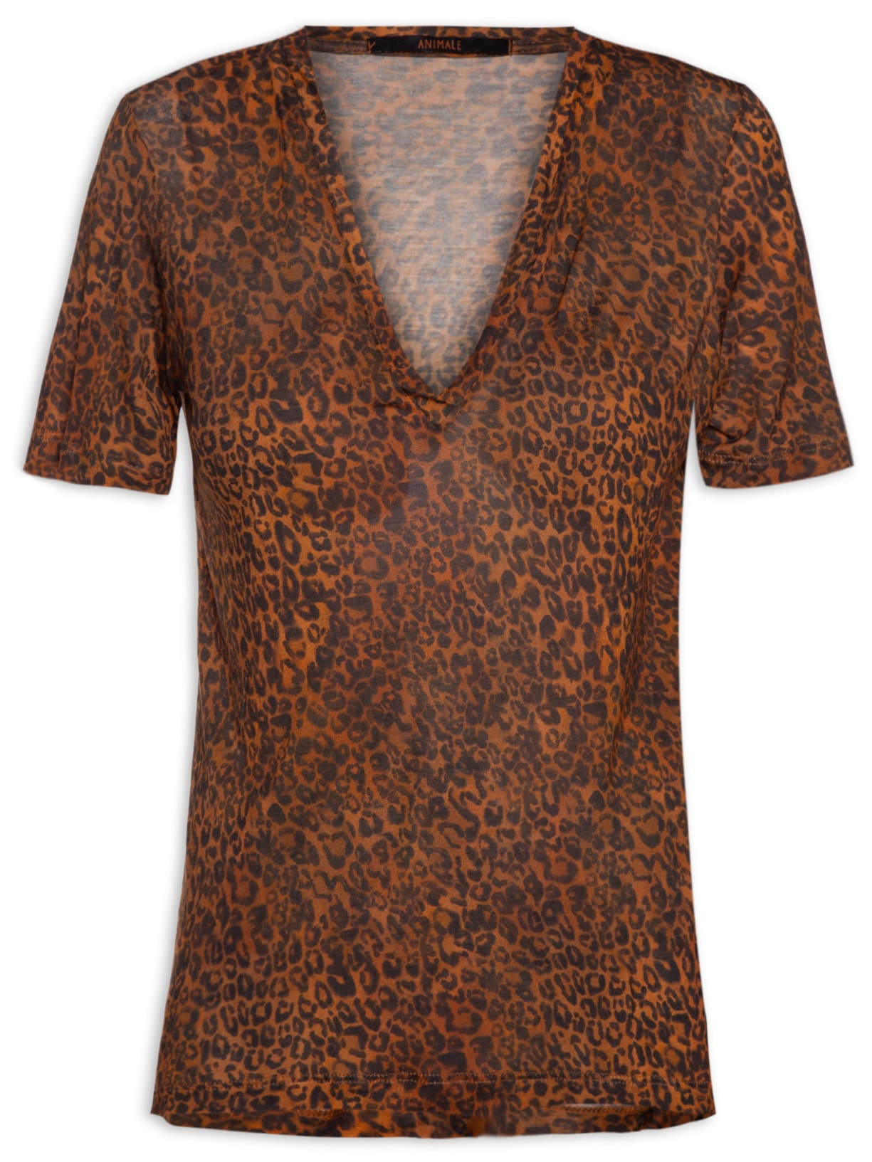 Camiseta Feminina Decote V Manga Curta Onça Sonho - Animal Print