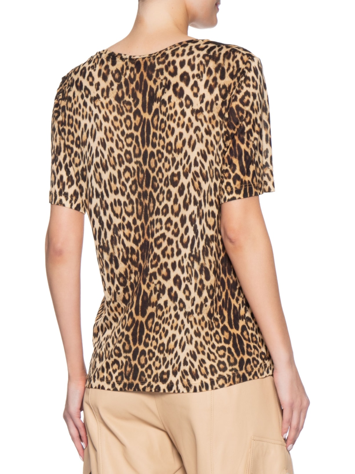 Camiseta Feminina Decote V Manga Curta Onça – Marrom Animale