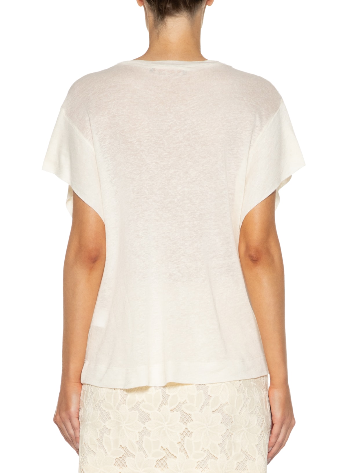 Camiseta Feminina Decote V Off White Animale