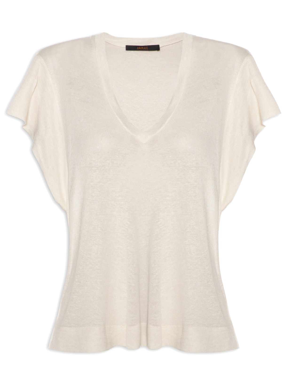 Camiseta Feminina Decote V Off White Animale