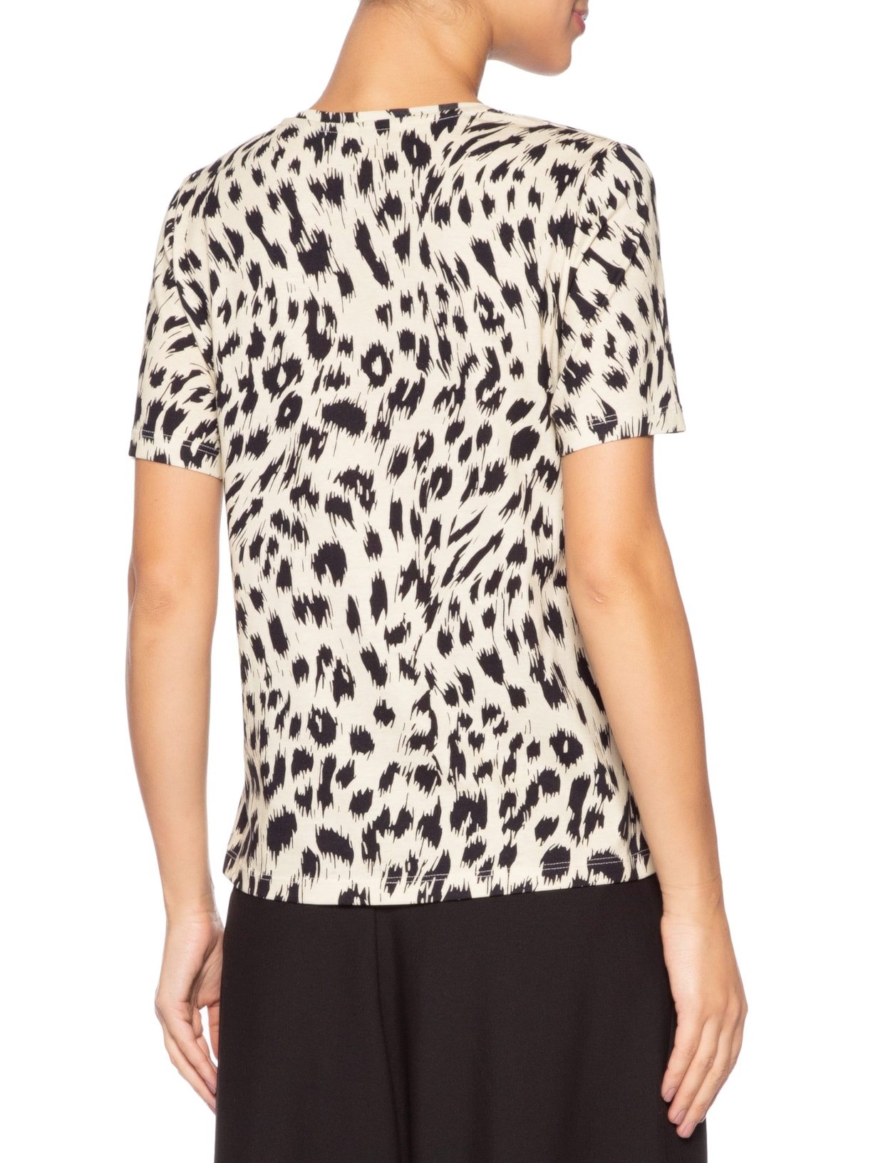Camiseta Feminina Decote V Onça Abby Animal Print Animale
