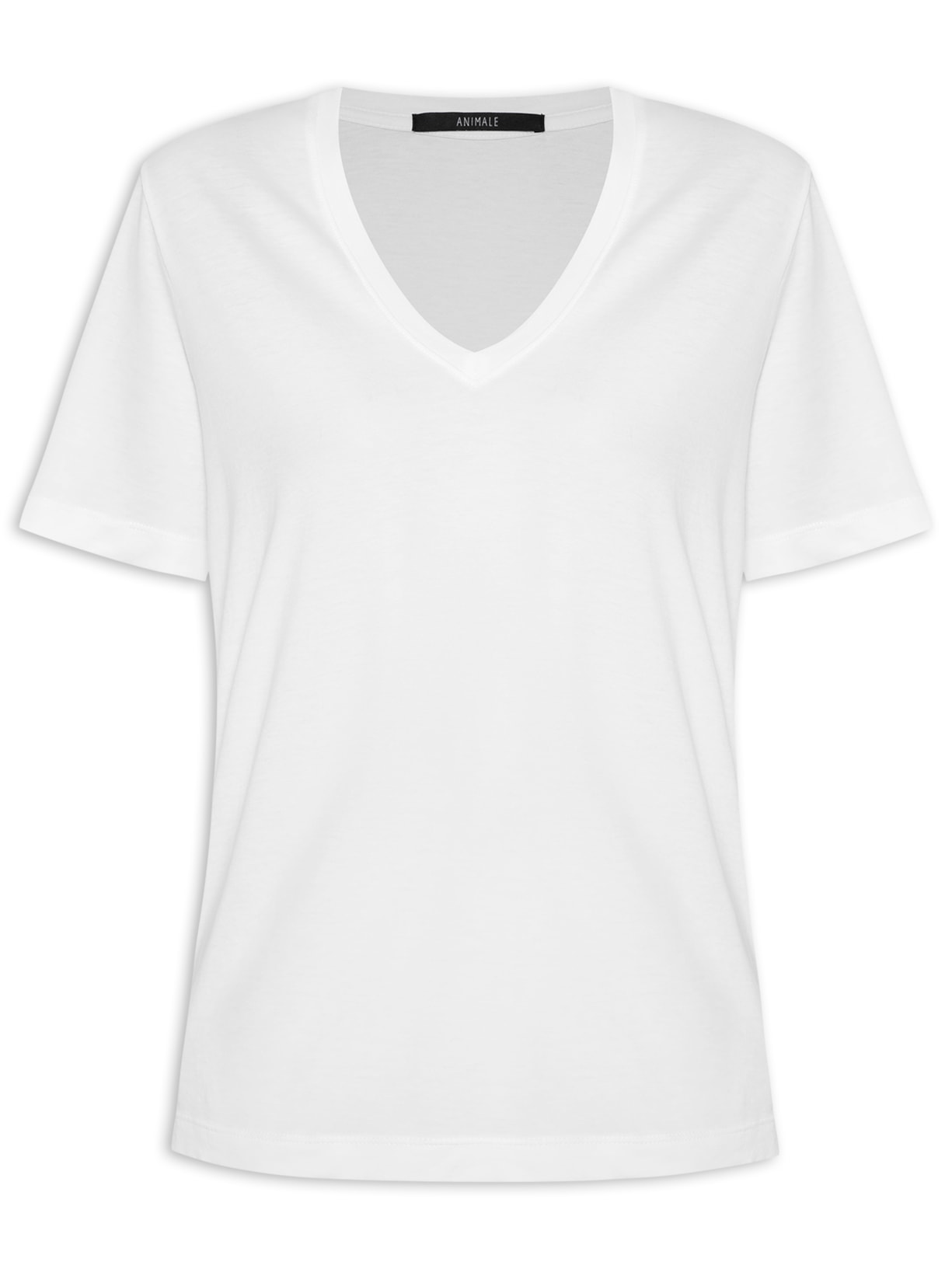Camiseta Feminina Decote V Pima Basic - Off White