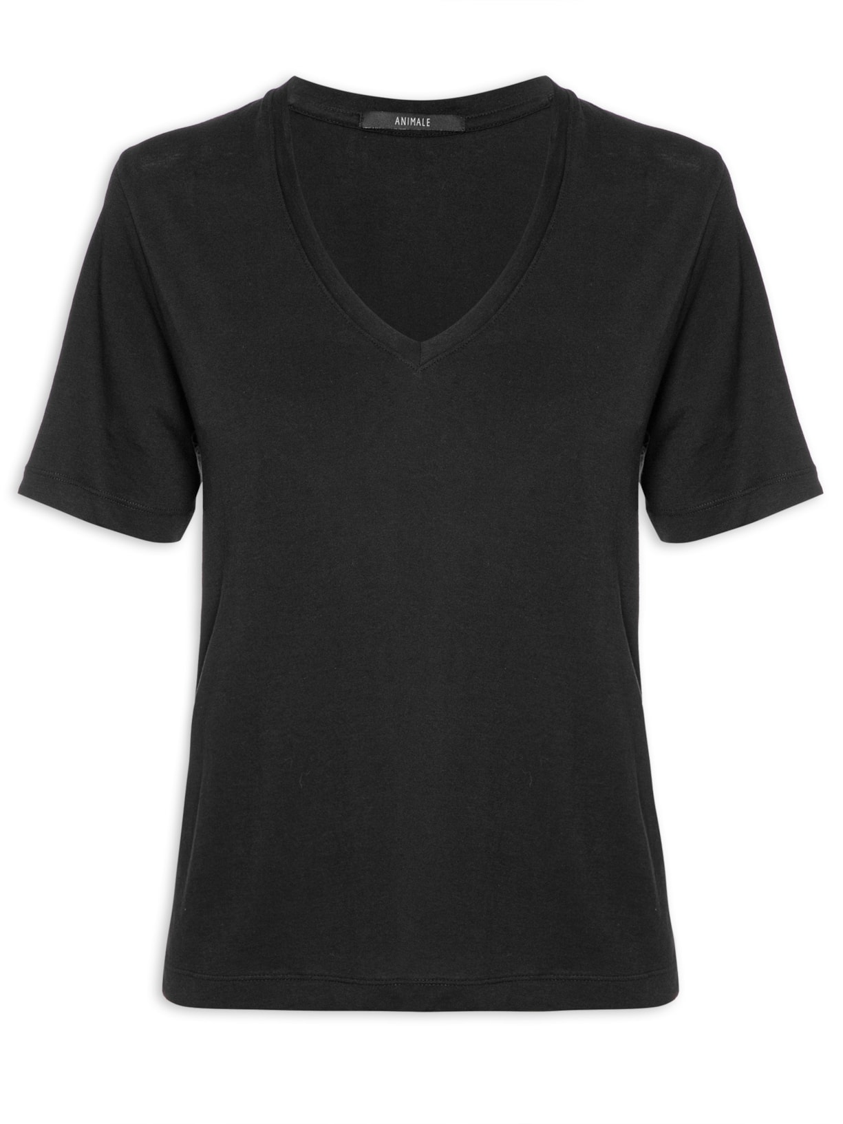 Camiseta Feminina Decote V Pima Basic - Preto