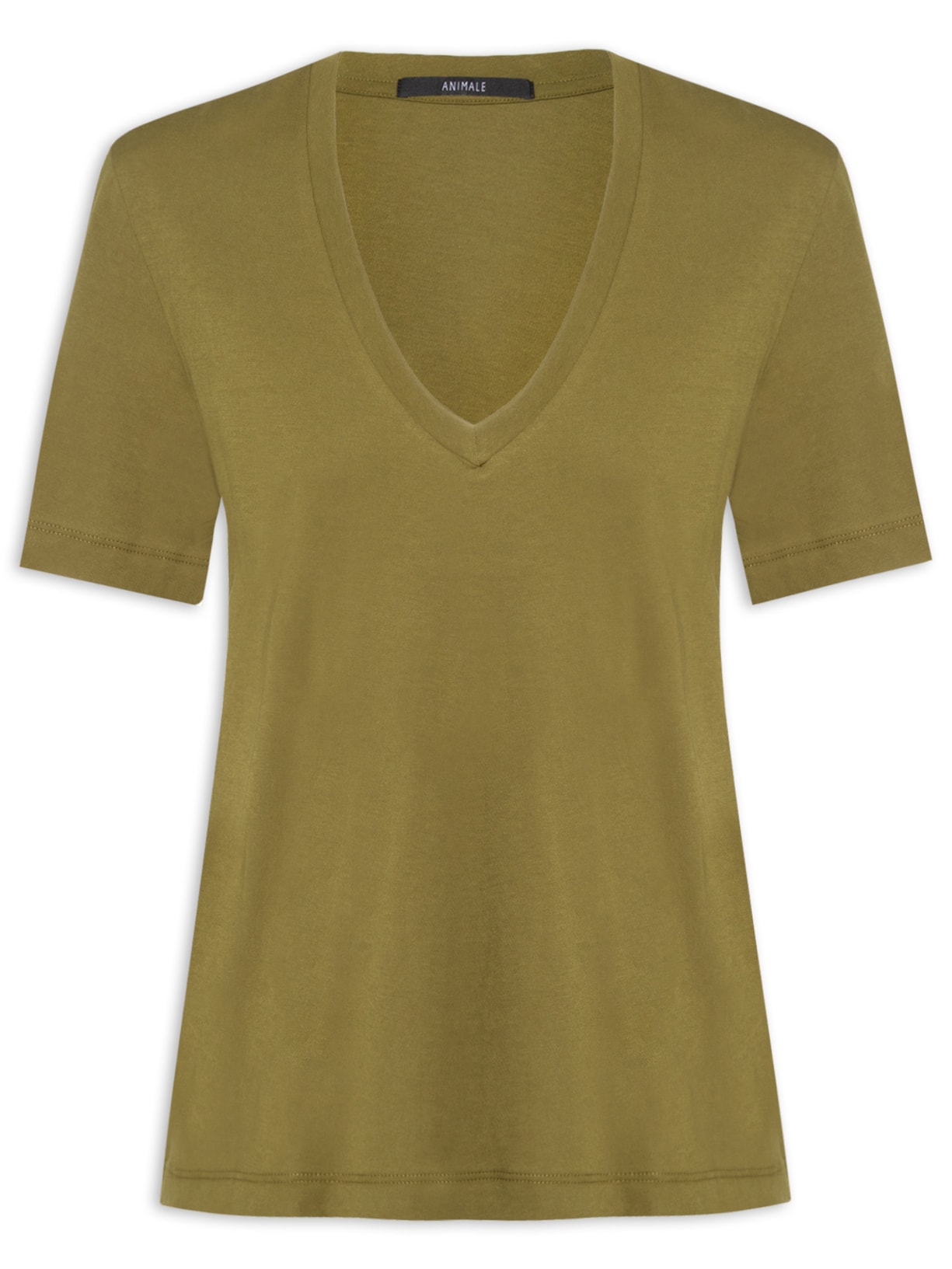 Camiseta Feminina Decote V Pima Color Verde Animale
