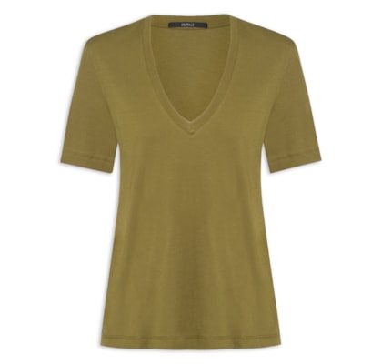 Camiseta Feminina Decote V Pima Color - Verde