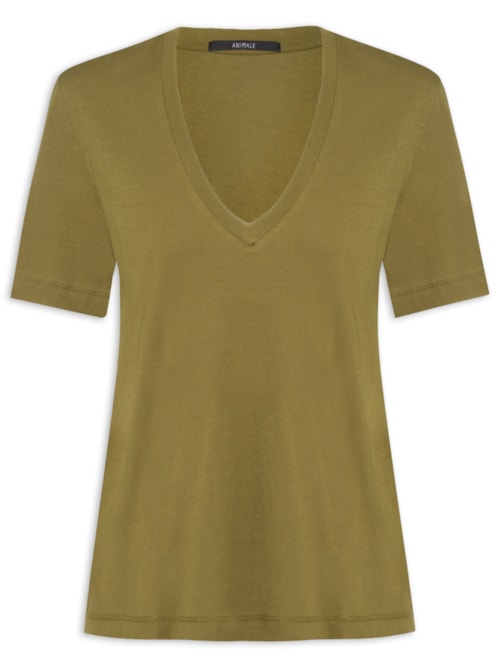 Camiseta Feminina Decote V Pima Color - Verde