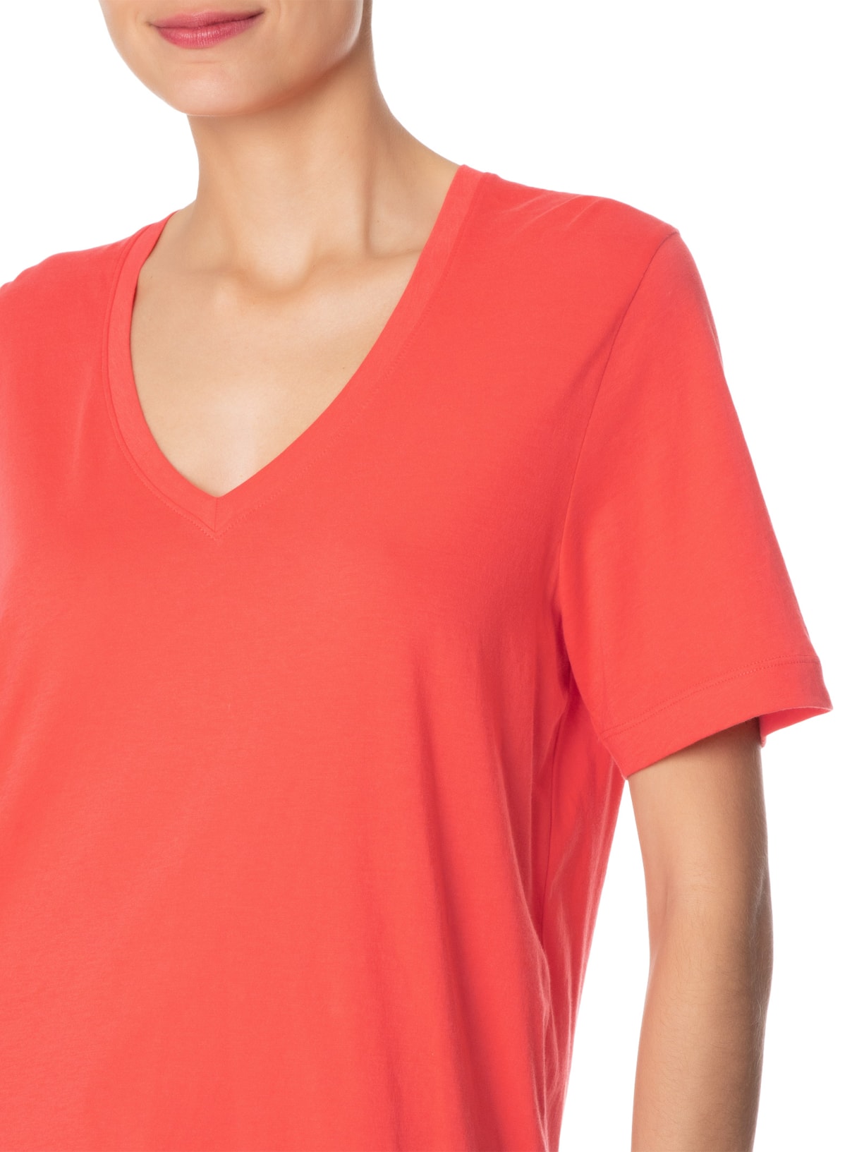 Camiseta Feminina Decote V Pima Laranja Animale