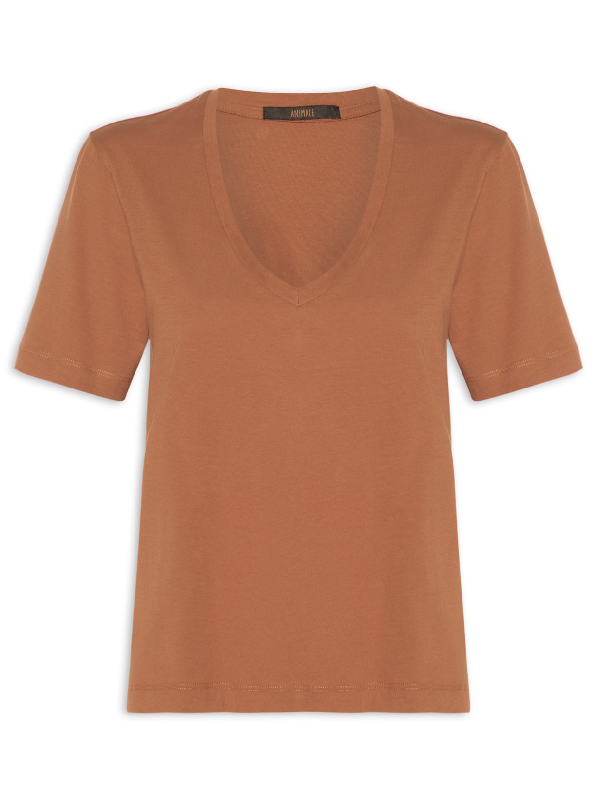 Camiseta Feminina Decote V Pima - Marrom