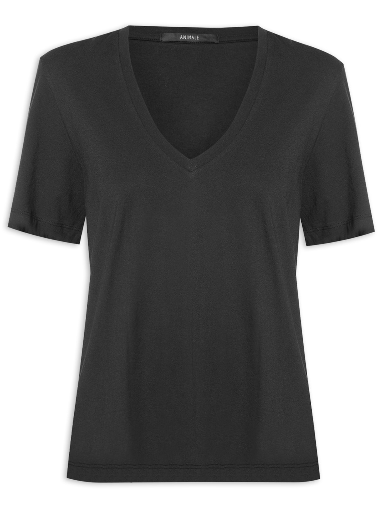 Camiseta Feminina Decote V Pima - Preto