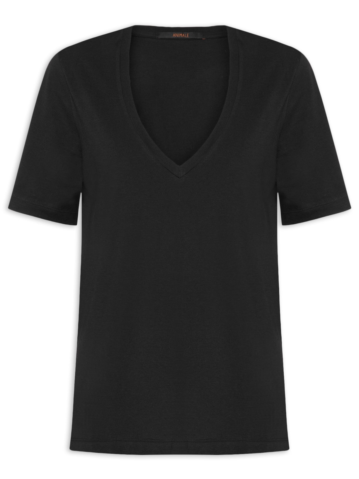 Camiseta Feminina Decote V Pima Preto Animale