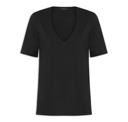Camiseta Feminina Decote V Pima - Preto