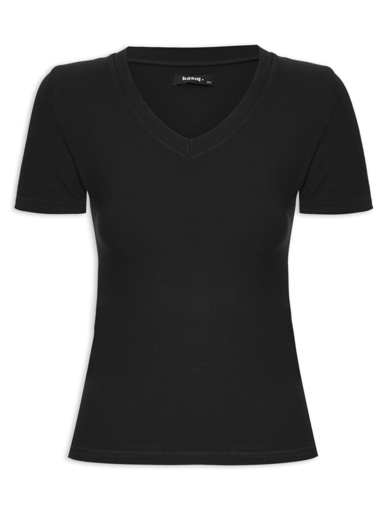 Camiseta Feminina Decote V - Preto