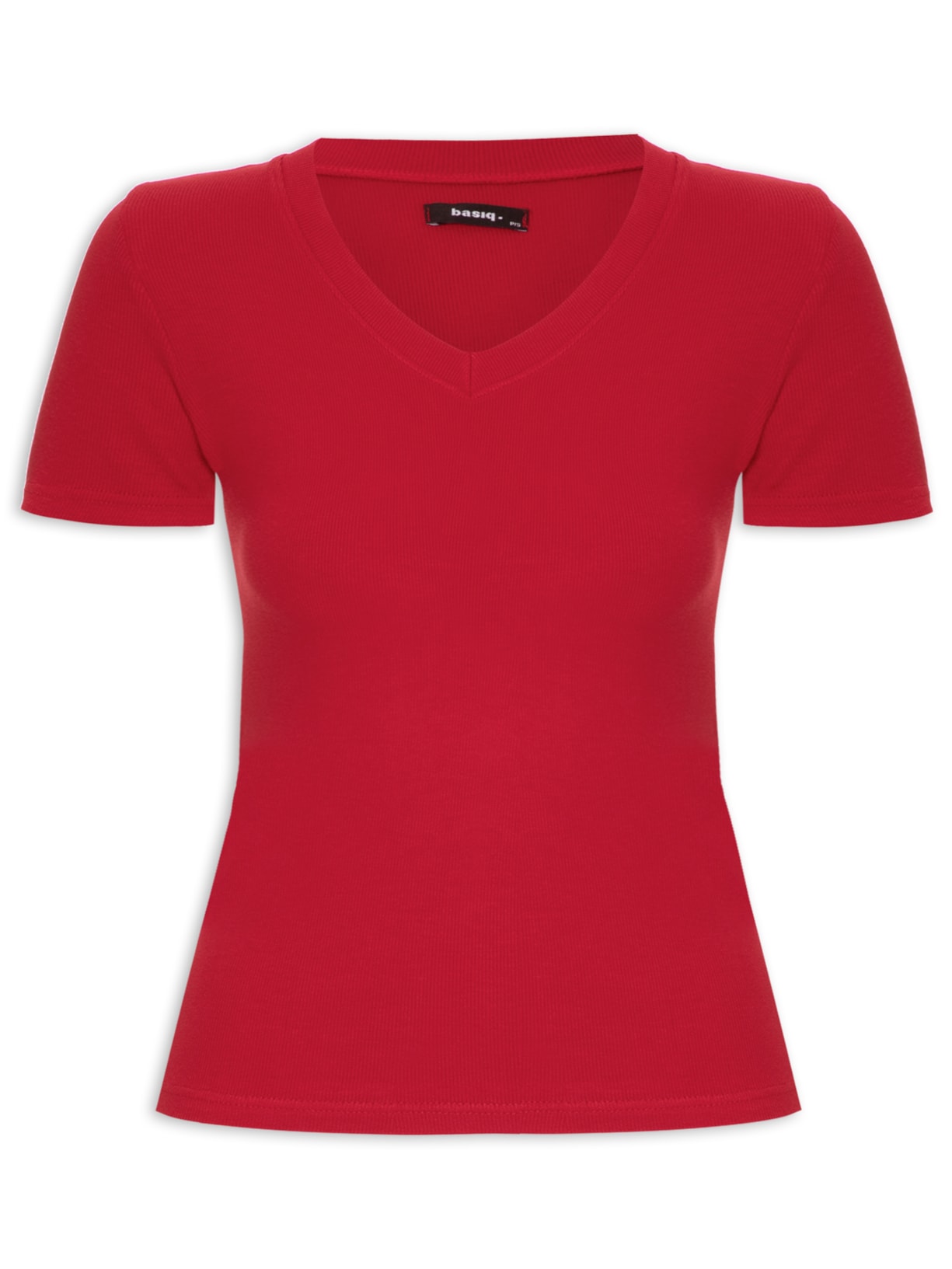 Camiseta Feminina Decote V - Vermelho