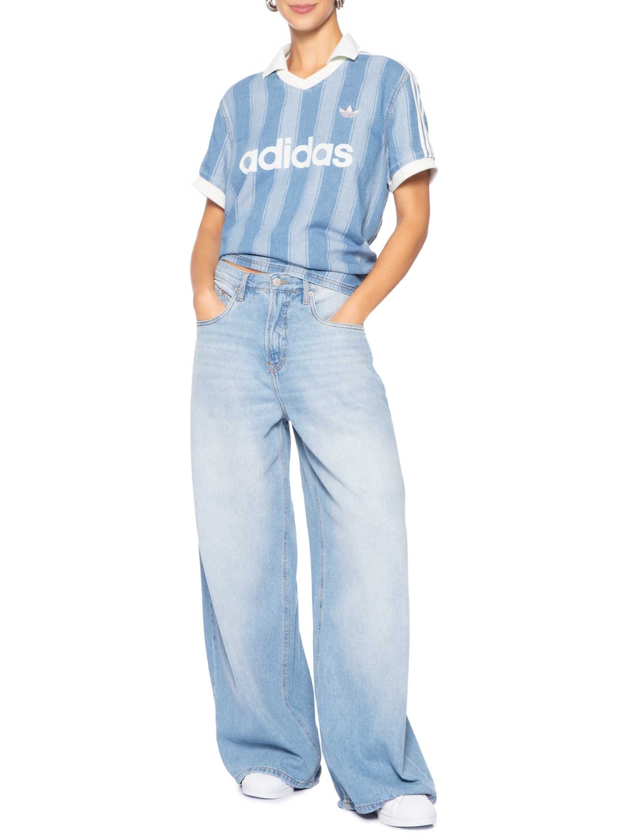 Camiseta Feminina Denim Jersey Azul Adidas Originals