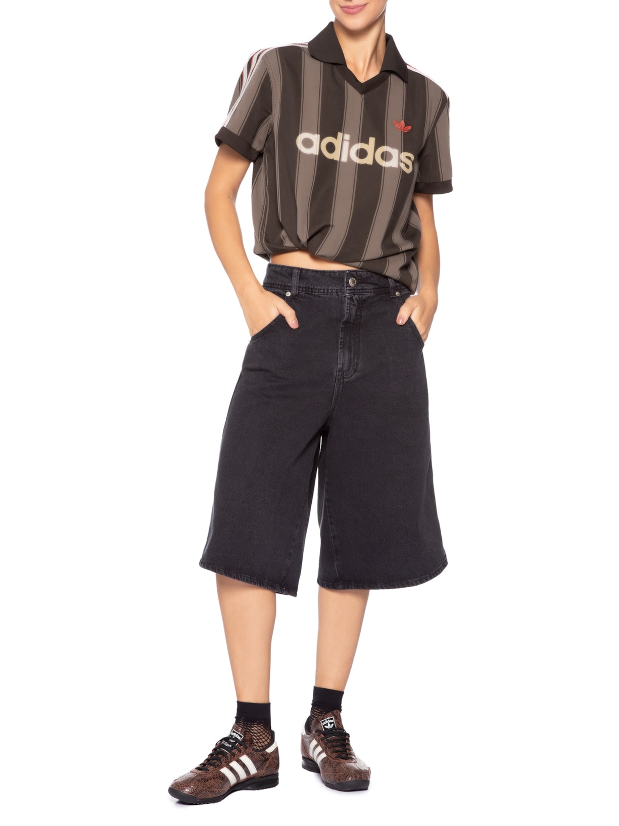 Camiseta Feminina Denim Jersey Marrom Adidas Originals