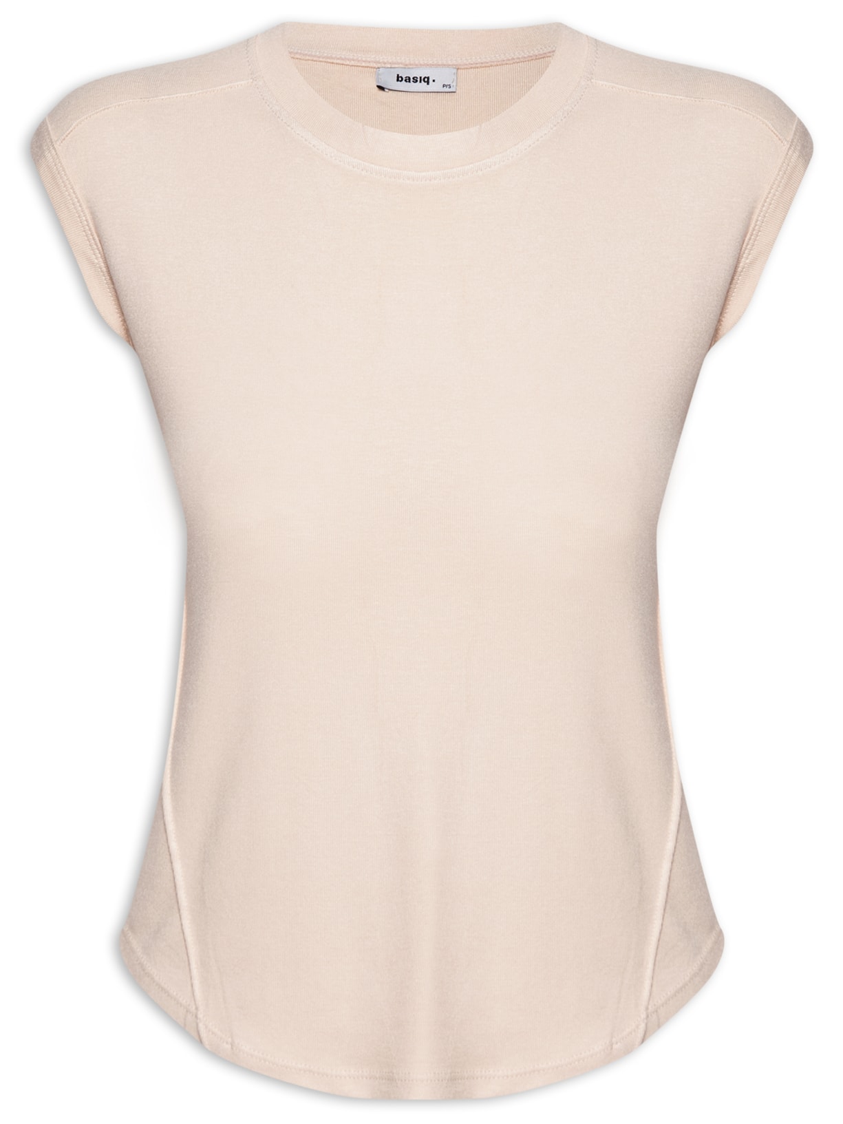 Camiseta Feminina Detalhe Nervuras - Bege