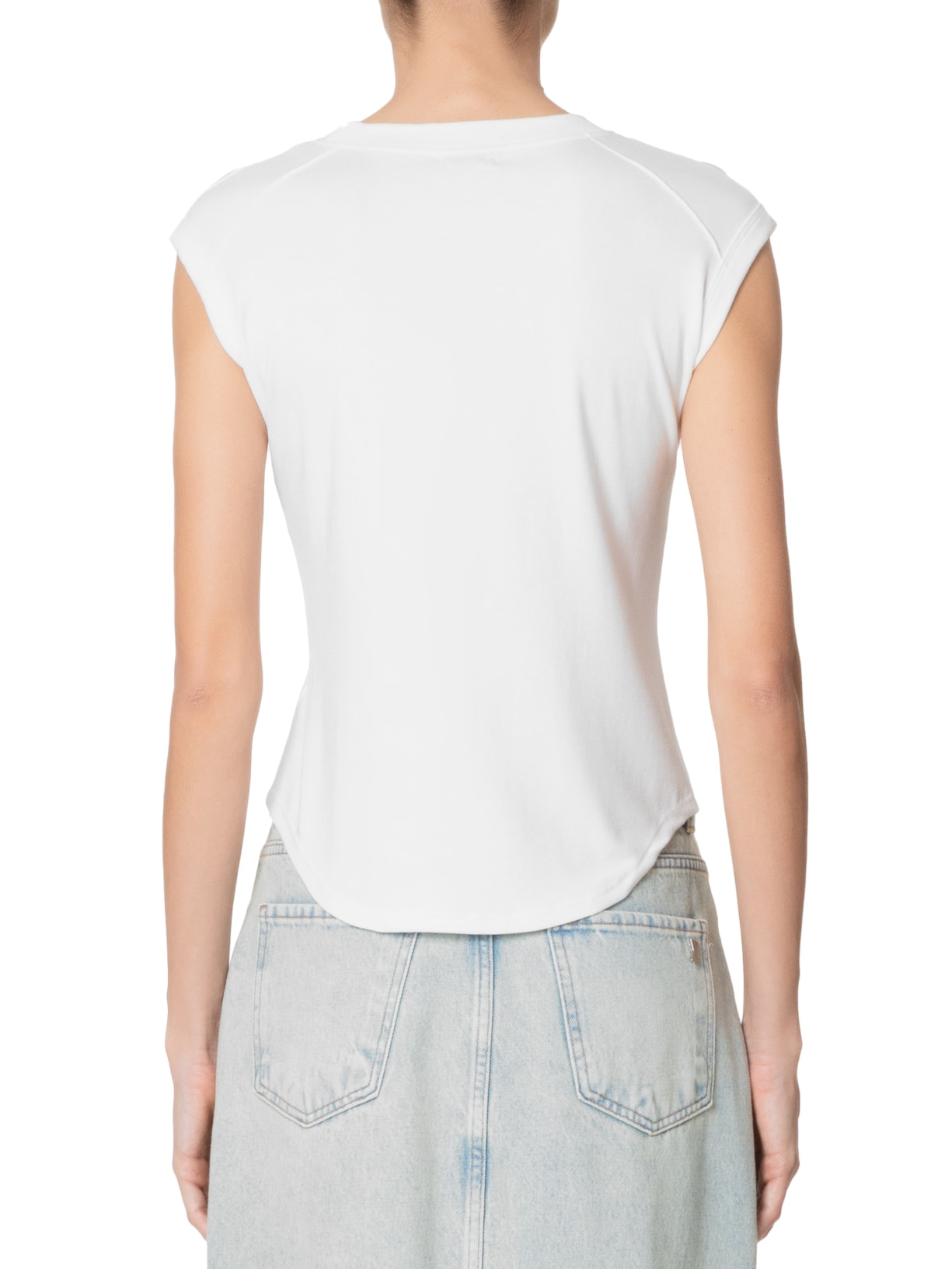 Camiseta Feminina Detalhe Nervuras Branco Basiq