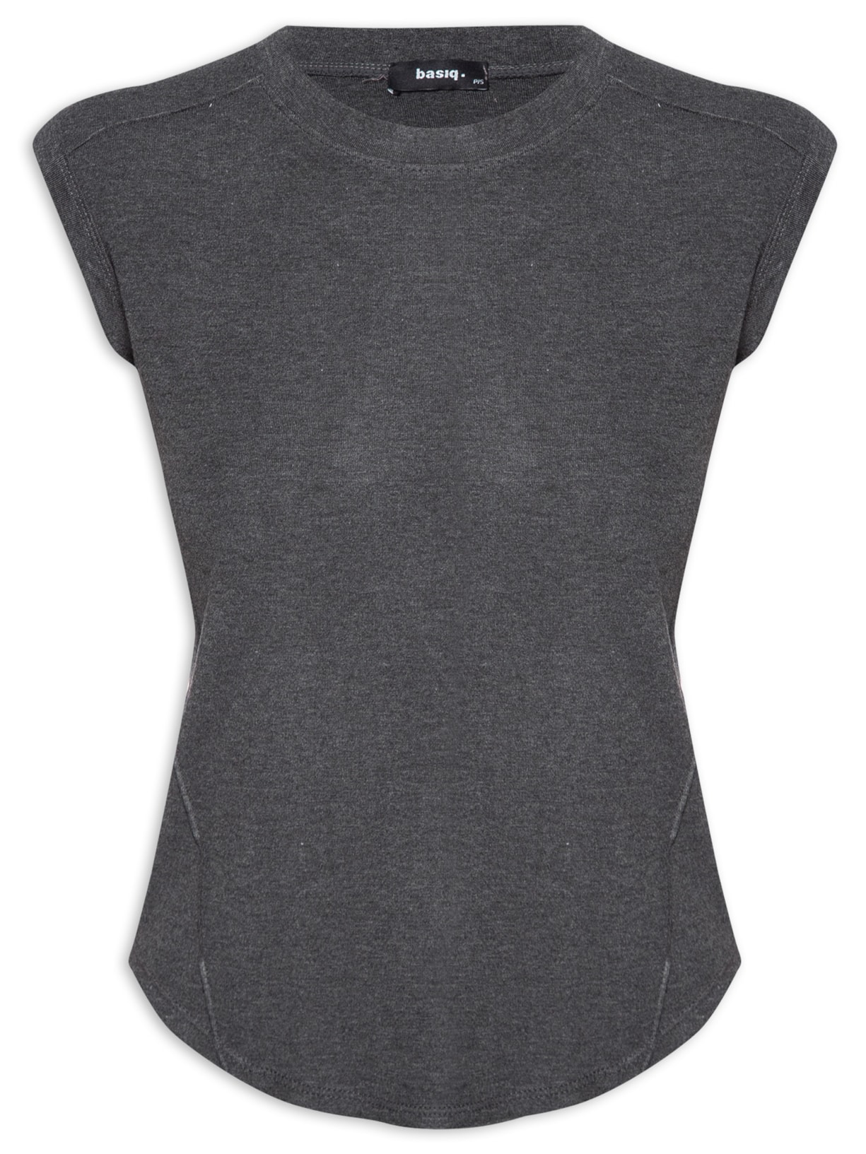 Camiseta Feminina Detalhe Nervuras - Cinza