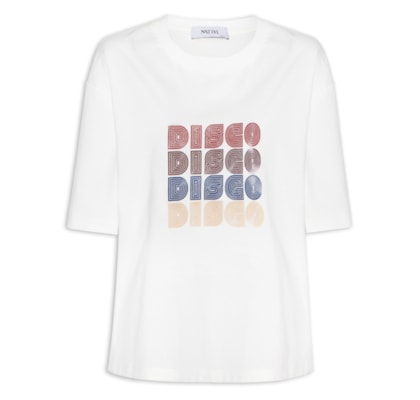 Camiseta Feminina Disco Globe - Off White