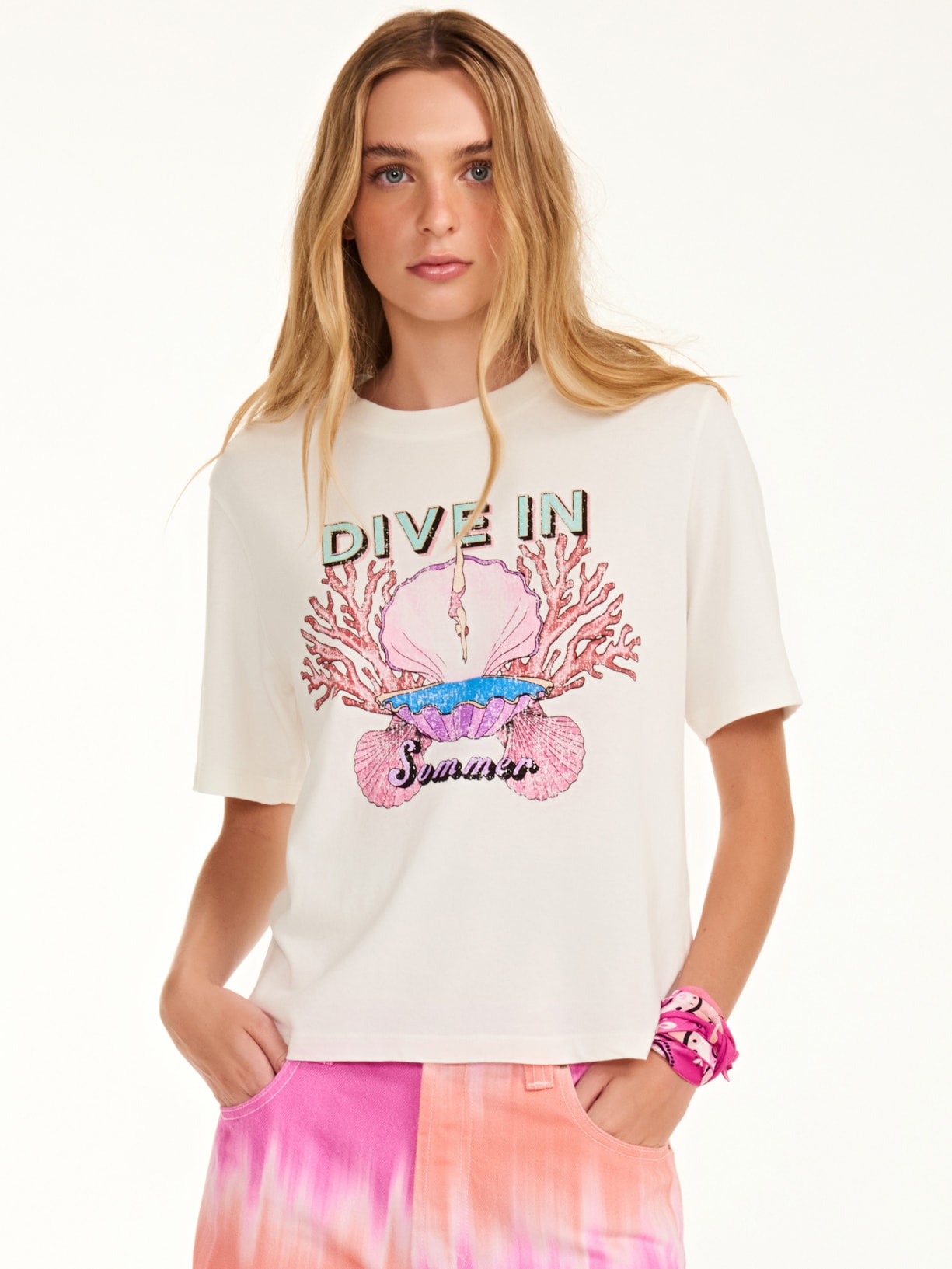 Camiseta Feminina Dive In Branco Triya + Nv