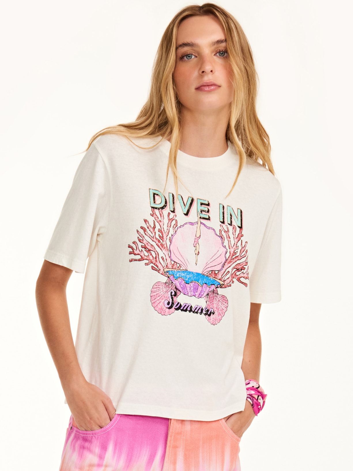 Camiseta Feminina Dive In Branco Triya + Nv