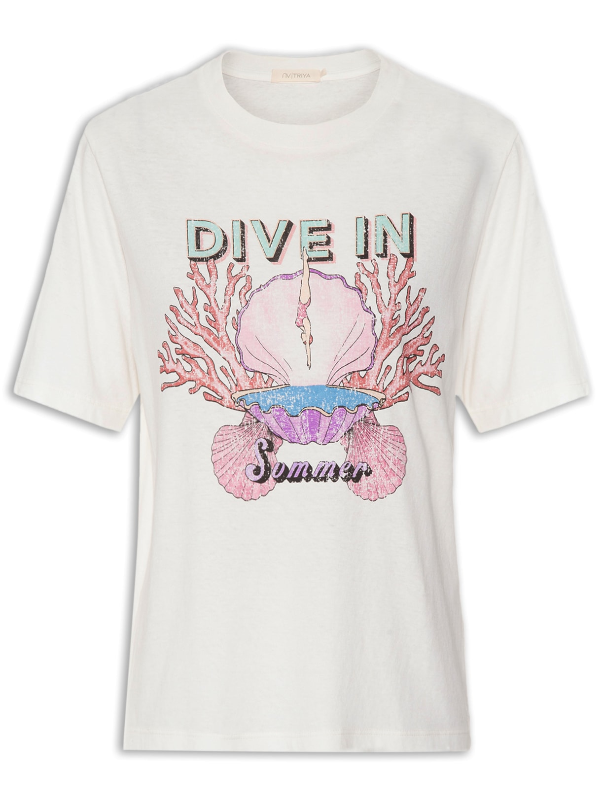 Camiseta Feminina Dive In Branco Triya + Nv
