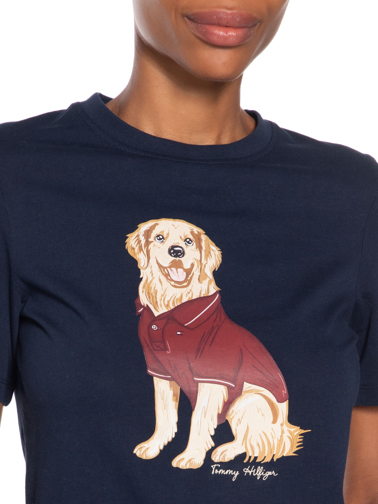 Camiseta Feminina Dog C-NK Tee Azul Tommy Hilfiger