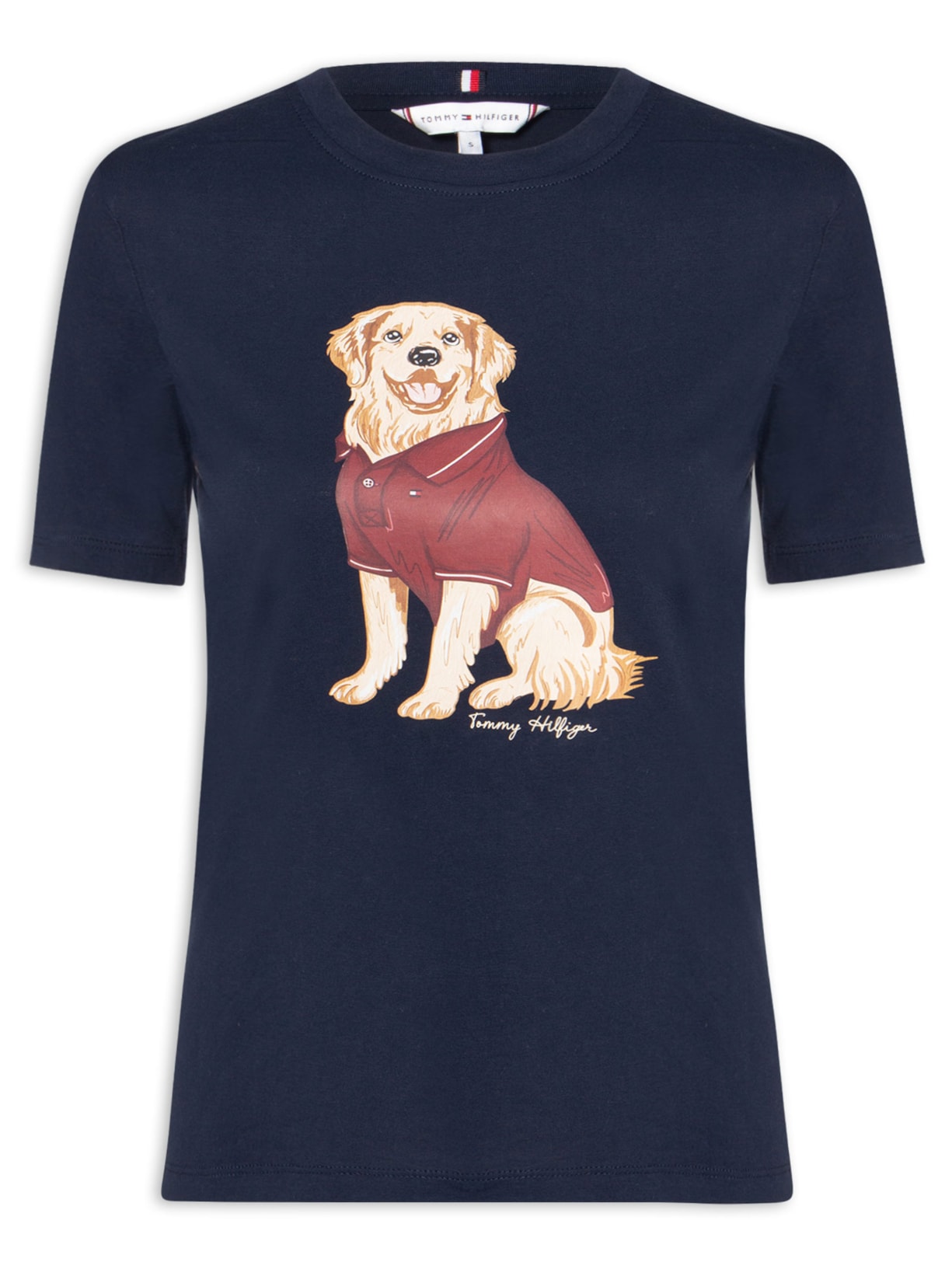 Camiseta Feminina Dog C-NK Tee Azul Tommy Hilfiger
