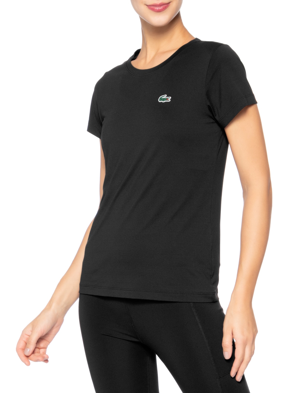 Camiseta Feminina em Jersey Core Essentials Sport Preto Lacoste