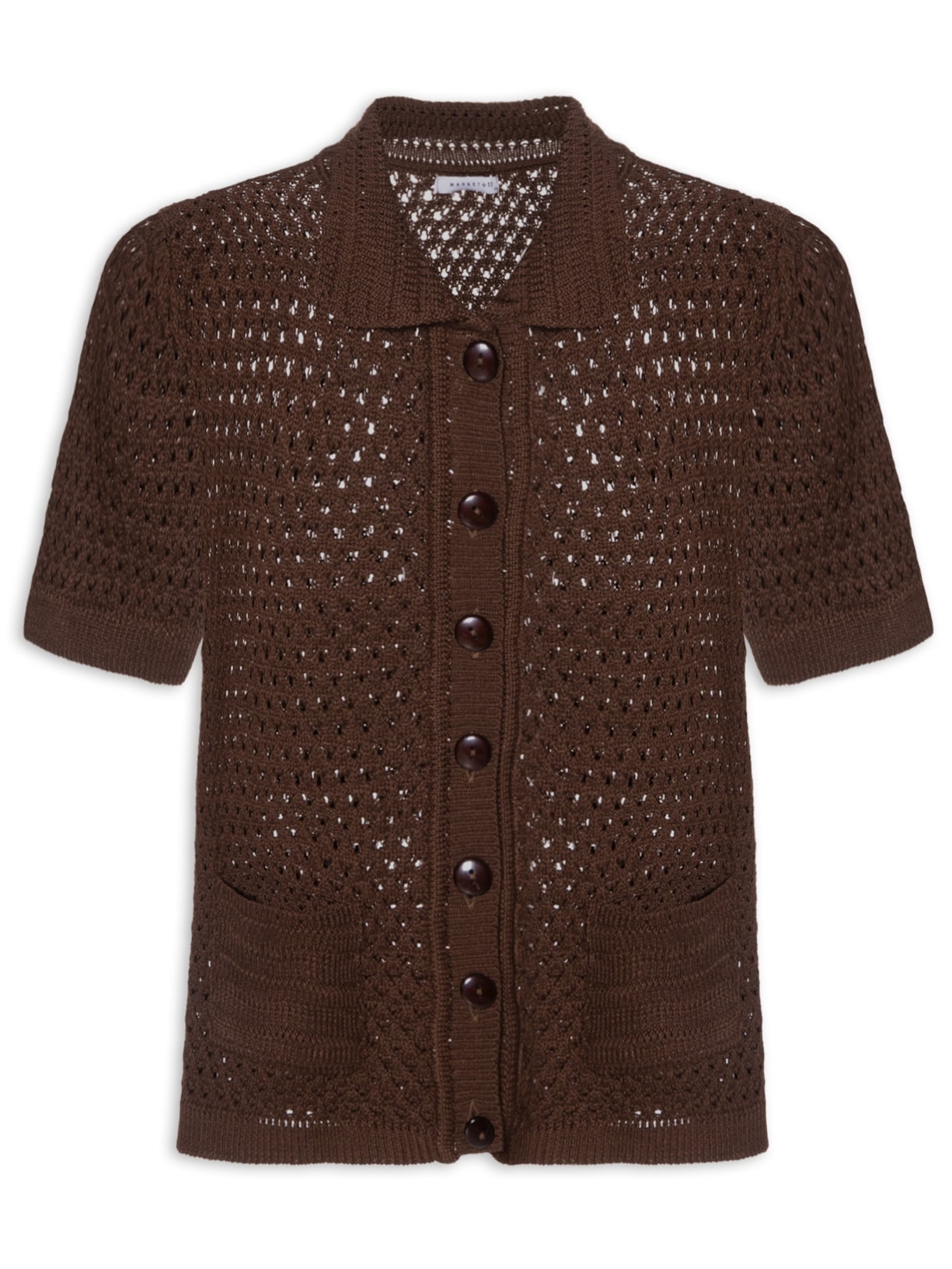 Camiseta Feminina Em Tricot Marrom Market 33